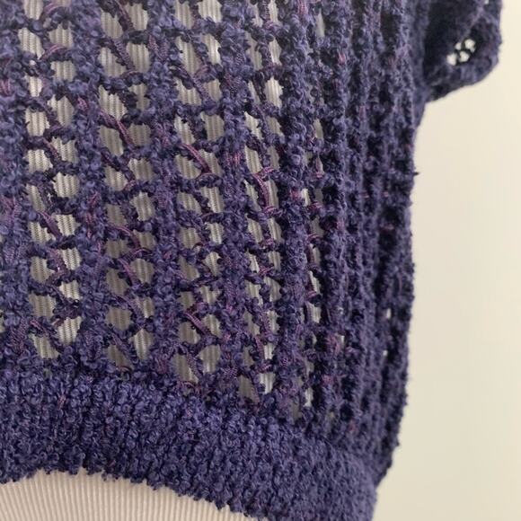 BCBGMaxAzria Purple Open Knit Crochet Sweater Vest T Shirt Small - Picture 8 of 10
